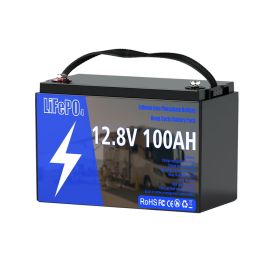 12V 100Ah LiFePO4 Battery, Lithium Battery Built-in 100A BMS 1280Wh, Deep Cycle Battery Up to 12000 Cycle Times, Iron Phosphate Battery for RV, S