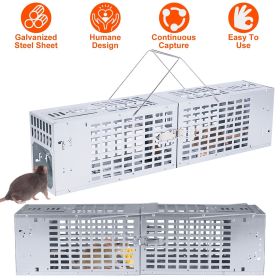 Double Door Humane Live Mouse Trap With One-Way Door Design Reusable Metal Rat Rodent Cage Continuous Capture Mouse Trap For Indoor Outdoor Use C