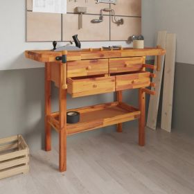 Workbench with Drawers and Vices 48.8"x20.5"x32.7" Solid Wood Acacia