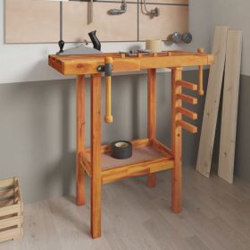 Workbench with Vices 36.2"x18.9"x32.7" Solid Wood Acacia