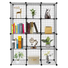 12-Cube Organizer Cube Storage Shelves Wire Cube Storage Origami Shelves Metal Grid Multifunction Shelving Unit Modular Cubbies Organizer Bookcas