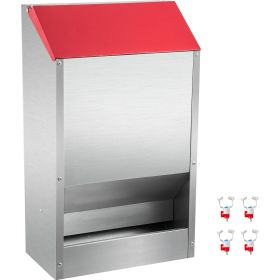 VEVOR Galvanized Poultry Feeder Holds 30lbs of Feed Chicken Feeders No Waste 13.8x8.3x17.7in Hanging Chicken Feeder with Lid Weatherproof Outdoor