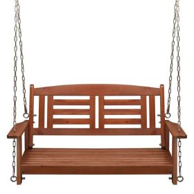 112*53*52cm 500lbs With Chain Double Wooden Swing Reddish Brown