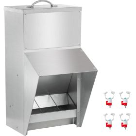 VEVOR Galvanized Poultry Feeder Holds 25lbs of Feed Chicken Feeders No Waste 12.9x8.3x18.9in Hanging Chicken Feeder with Lid Weatherproof Outdoor