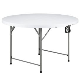 48inch Round Folding Table Outdoor Folding Utility Table White