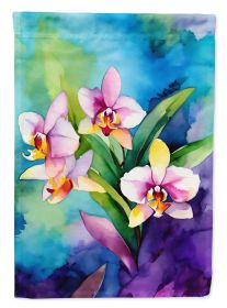 Orchids in Watercolor Garden Flag Mailbox Flag Decorative Yard Flag Banner Outside Patio Artwork Yard Flower Beds, Garden Size, Multicolor