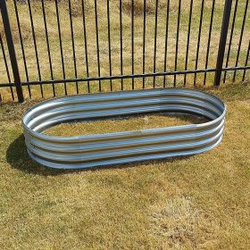 2 Pack Land Guard Zincized Raised Garden Bed Sets, Zincized Planting Garden Boxes Outdoor, Oval Large Metal Vegetable