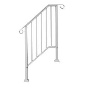 Matte White 2-step Galvanized Iron Courtyard Staircase Handrail (Color: White)