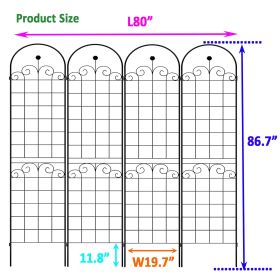 Metal Garden Trellis For Outdoor Climbing Plants (Color: Black)