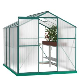 Polycarbonate Greenhouse,6'x 8' Heavy Duty Walk-in Plant Garden Greenhouse For Backyard-Outdoor (Color: Green)