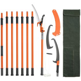 VEVOR Manual Pole Saw, 7.3-27 Ft Extendable Tree Pruner, Sharp Steel Blade And Scissors High Branches Trimming, Branch Trimmer With Lightweight 8 (Option: default)