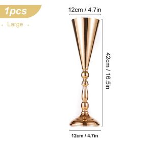 Wedding Metal Candle Holders Flowers Vase Candlestick Centerpieces Table Center Flower Pillar Road Lead Candelabra Wedding Party (Color: 1Pcs-Large, Ships From: CN)
