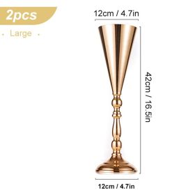 Wedding Metal Candle Holders Flowers Vase Candlestick Centerpieces Table Center Flower Pillar Road Lead Candelabra Wedding Party (Color: 2Pcs-Large, Ships From: CN)