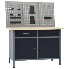 Workbench with Three Wall Panels (Color: Grey)