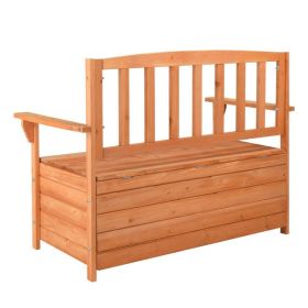 112 * 58 * 84cm Cedar Yard Storage Box With Backrest Armrest Bright Orange Red (Color: as picture)