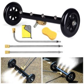 Dual-Purpose Pressure Washer Undercarriage Cleaner,4000 PSI Power Washer Surface Cleaner Attachment, Under Car Wash Water Broom with 3 Extension (16inch: undercarriage cleaner +towel+ sponge)