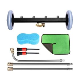 Dual-Purpose Pressure Washer Undercarriage Cleaner,4000 PSI Power Washer Surface Cleaner Attachment, Under Car Wash Water Broom with 3 Extension (16inch: undercarriage cleaner +towel+ sponge+brushes)