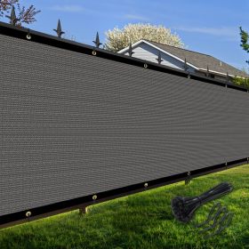 Artpuch Privacy Fence Screen Dark Grey Customized Outdoor Mesh Panels for Backyard, Balcony,Patio,Construction Site with Zip Ties (Color: DARK GREY, size: 3x48 ft)