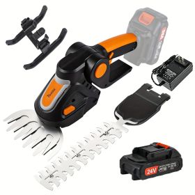 2-in-1 Handheld Hedge Trimmer, Cordless Grass Shear, 21V Electric Grass Trimmer & Shrubbery Trimmer (type: 24V-Orange-1 2000mAh battery)