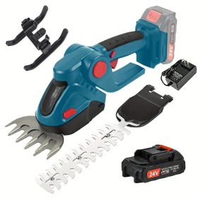 2-in-1 Handheld Hedge Trimmer, Cordless Grass Shear, 21V Electric Grass Trimmer & Shrubbery Trimmer (type: 24V-Blue-1 2000mAh battery)
